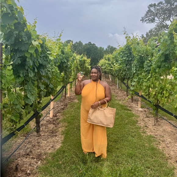 Mustard Yellow Halter Jumpsuit - Picture 3 of 3